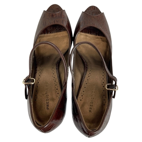 Predictions Brown Croco Leatherette Strap Heels Women’s Sandals Size 8.5 NWOB - Picture 8 of 10